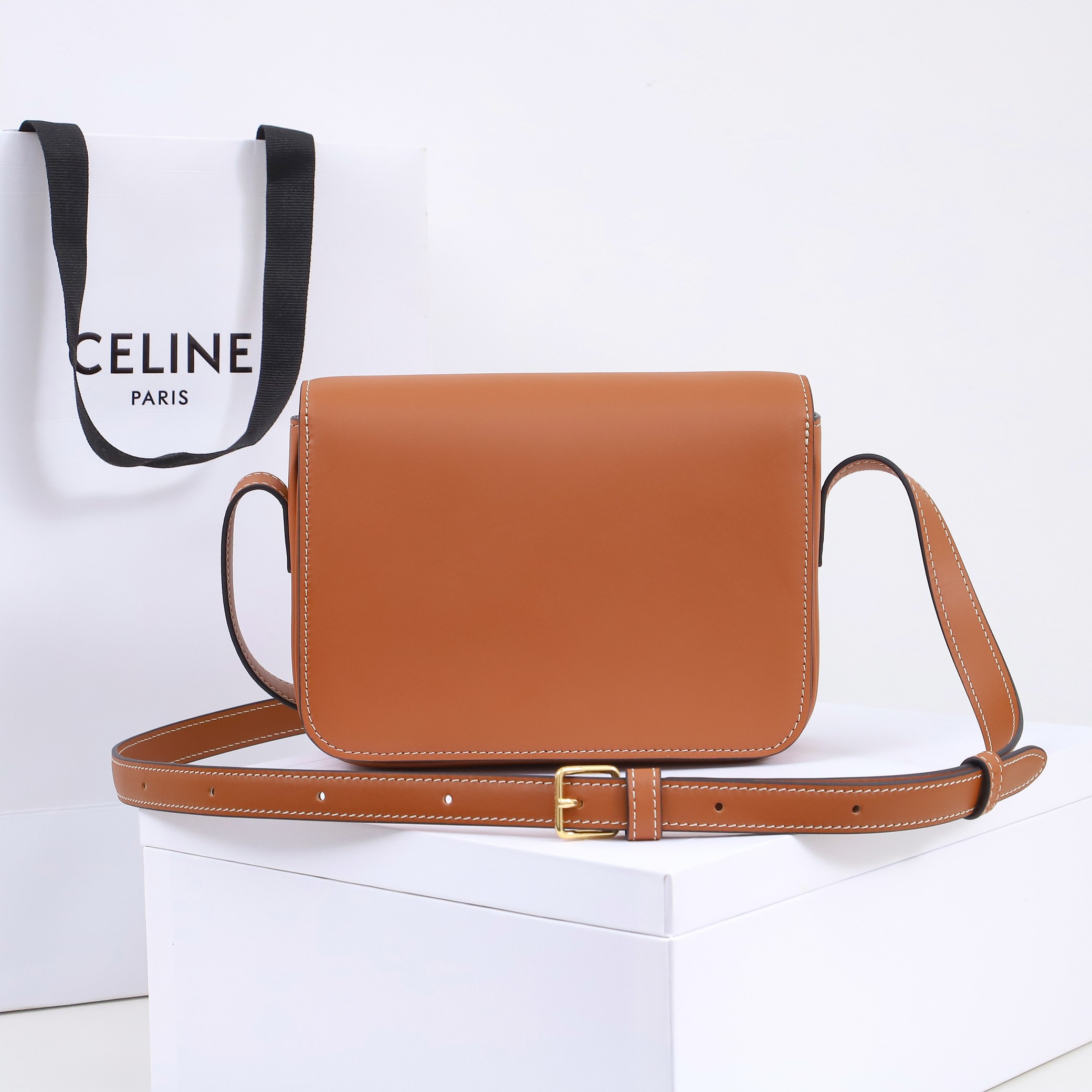 Replica Celine Classique Cuir Triomphe Bag In Natural Calf Skin - Image 5