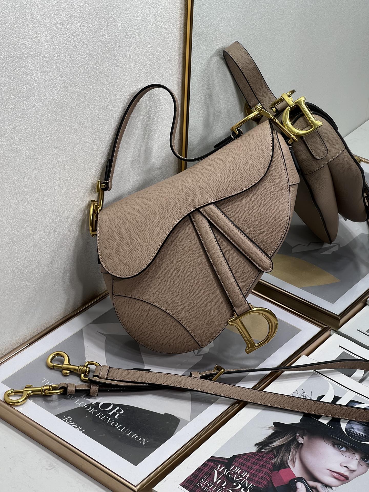 Replica Dior Saddle Bag Sand Pink Grained Calfskin M0455Cbaa_M84P - Image 5