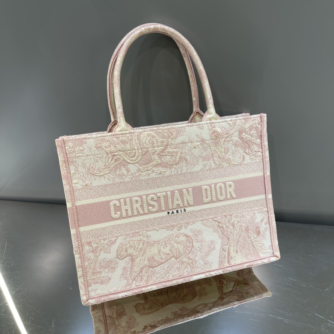 Replica Dior Book Tote Medium Pink Toile De Jouy Embroidery M1296Ztdt_M956 - Image 9