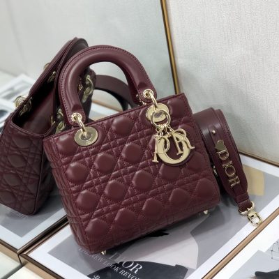 Replica Dior Medium Lady Dior Bag Cherry Red Patent Cannage Calfskin M0565Owcb_M323