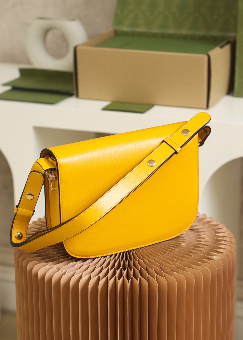 Replica Gucci Horsebit 1955 Shoulder Bag 602204 Yellow Leather - Image 9