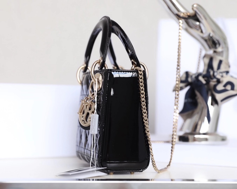 Replica Dior Mini Lady Dior Bag Black Patent Cannage Calfskin M0565Pwrt_M900A - Image 5