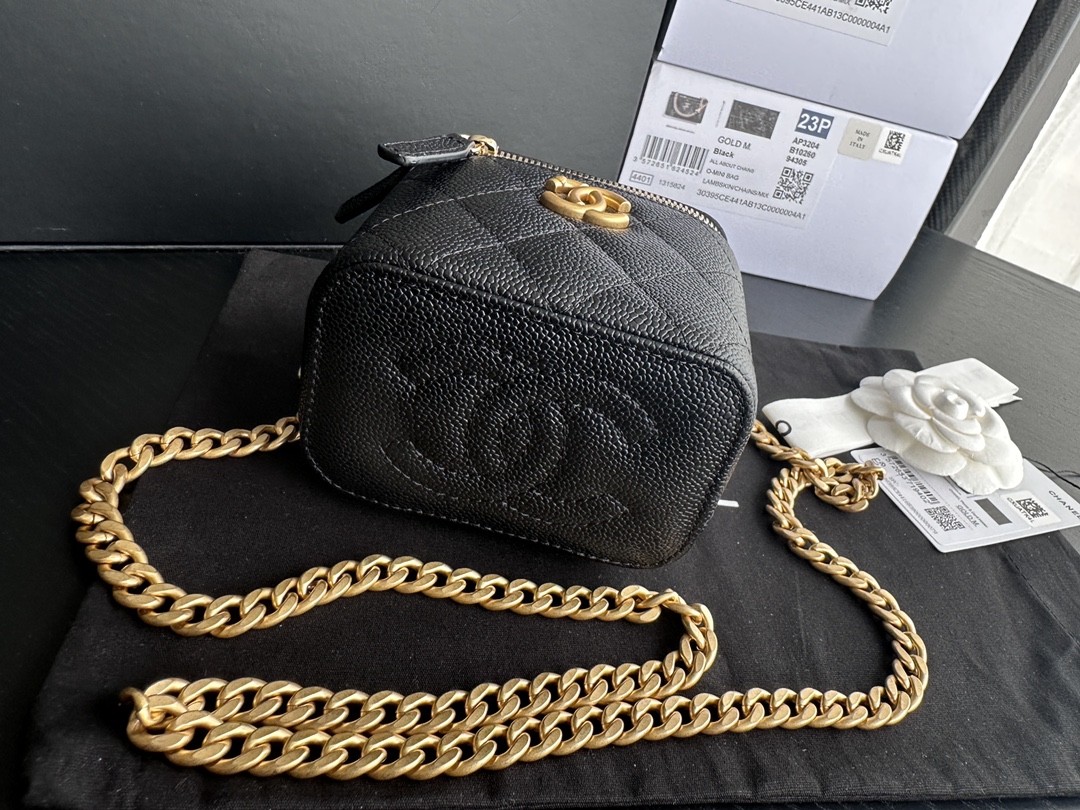 Replica Chanel Clutch With Chain Grained Calfskin & Gold-Tone Metal Black Ap3203 - Image 7