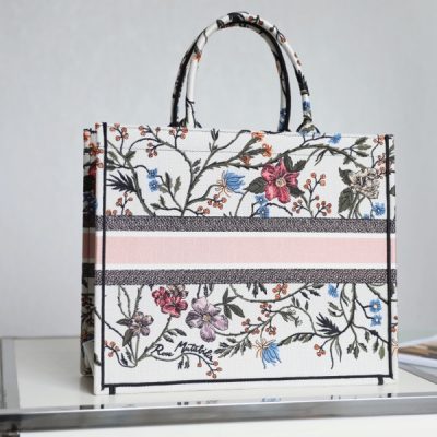 Alternative view of Replica Dior Book Tote White Multicolor Dior Petites Fleurs Embroidery