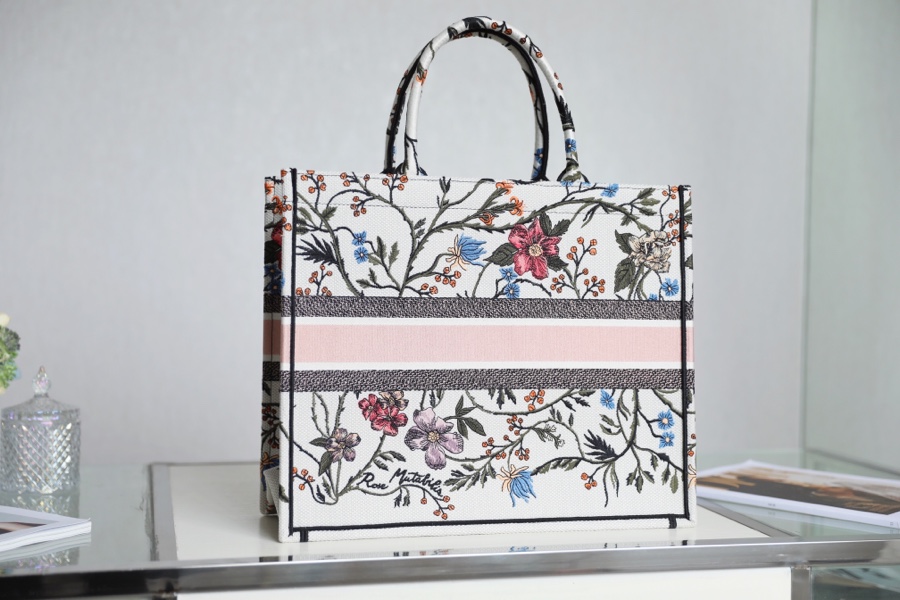 Replica Dior Book Tote White Multicolor Dior Petites Fleurs Embroidery - Image 2
