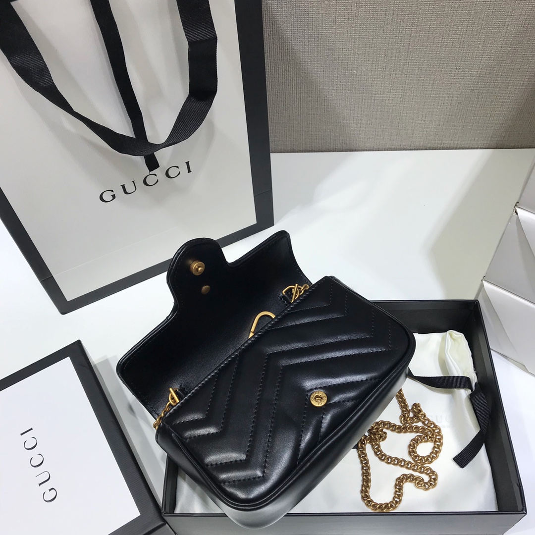 Replica Gucci Gg Marmont Matelasse Super Mini Bag Black 476433 - Image 4