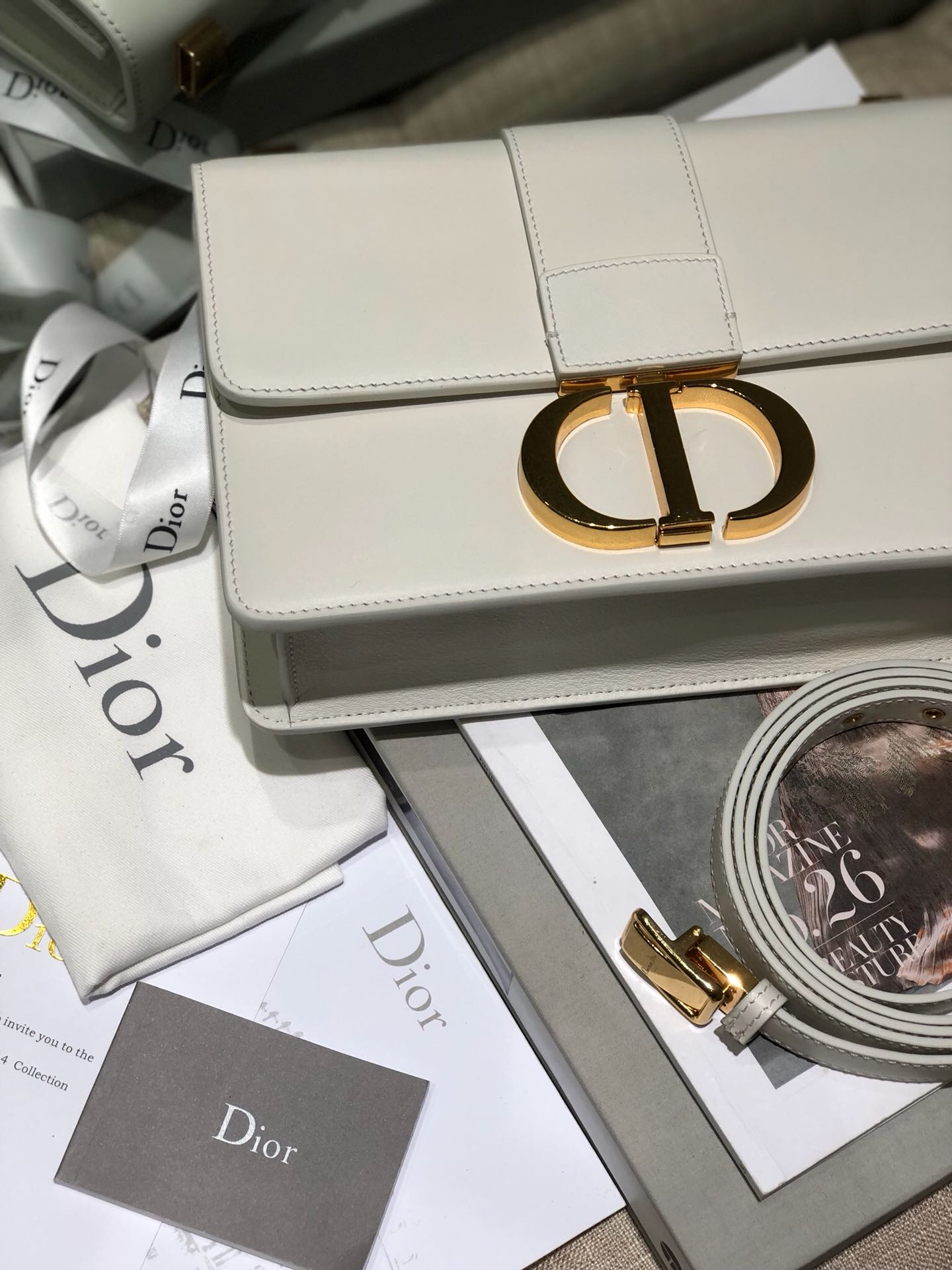 Replica Dior30 Montaigne Bag Latte Box Calfskin - Image 5