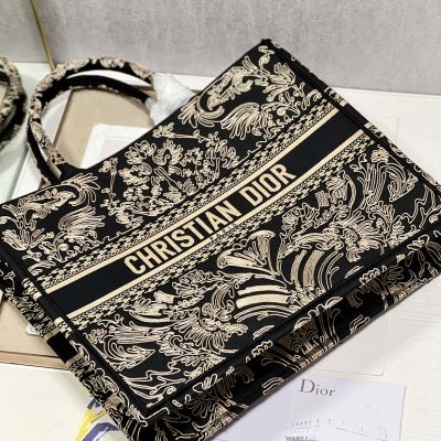 Alternative view of Replica Dior Book Tote Large Black And White Ornamental Cornely-Effect Embroidery M1286Zmdr_M03C