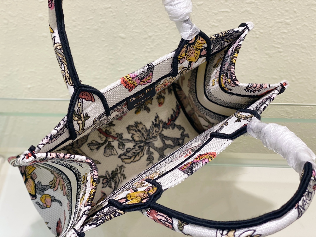 Replica Dior Book Tote Small White Multicolor Dior Jardin Botanique Embroidery M1265Zrzb_M884 - Image 3