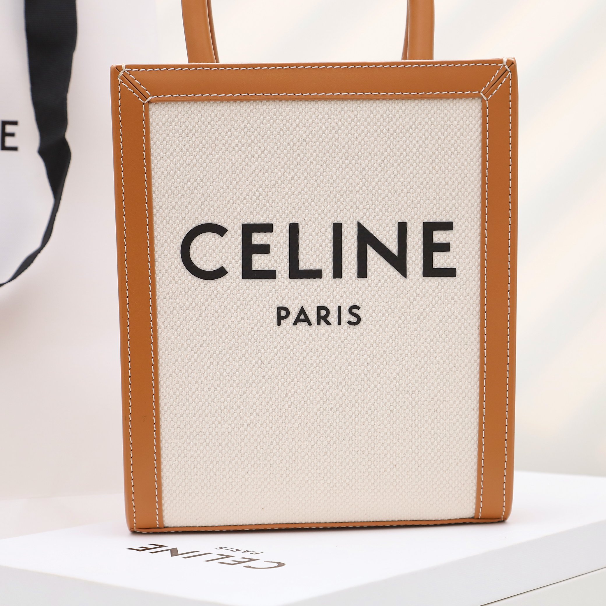 Replica Celine Mini Vertical Cabas Celine In Textile With Celine Print And Calfskin - Image 7