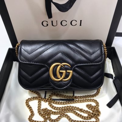Replica Gucci Gg Marmont Matelasse Super Mini Bag Black 476433