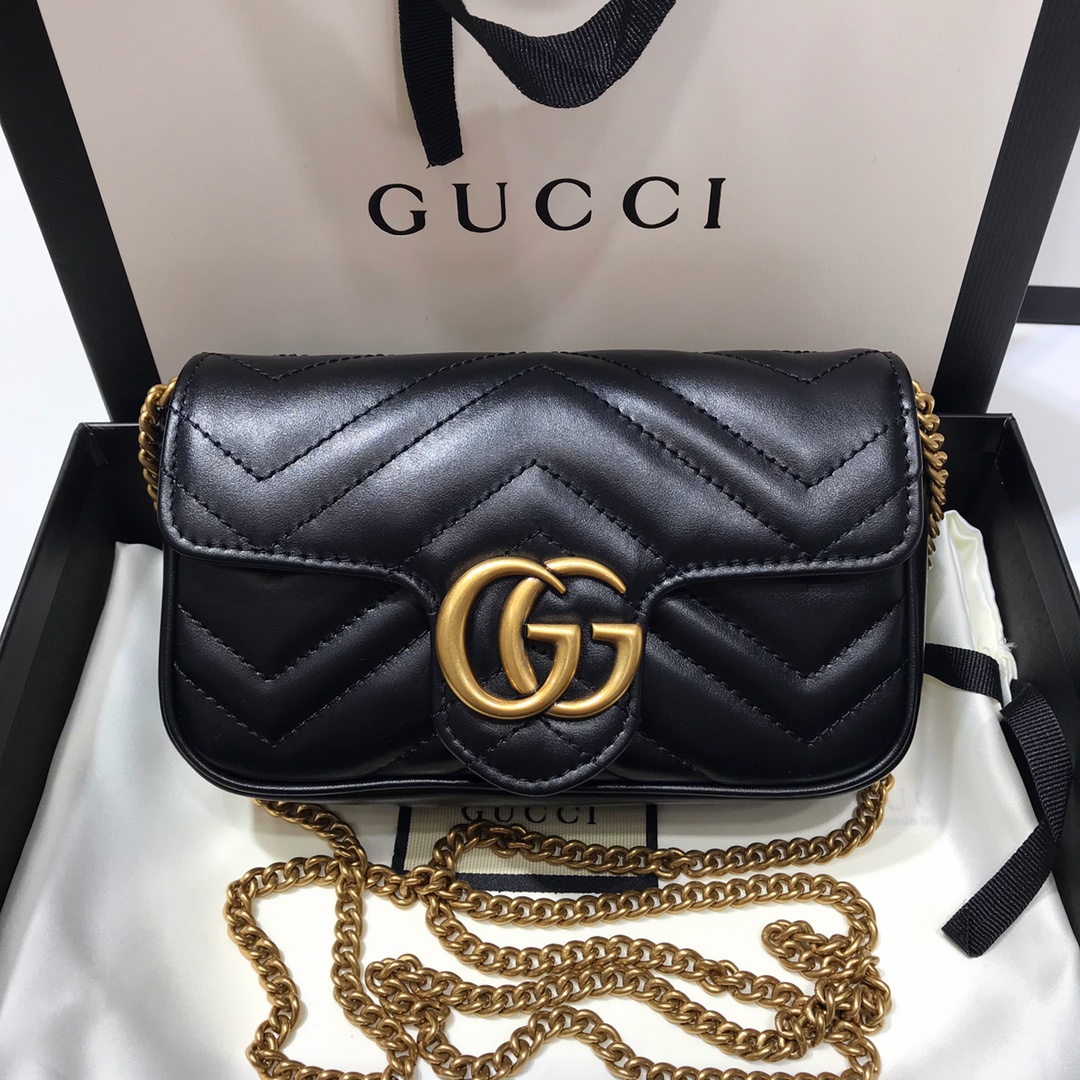 Replica Gucci Gg Marmont Matelasse Super Mini Bag Black 476433