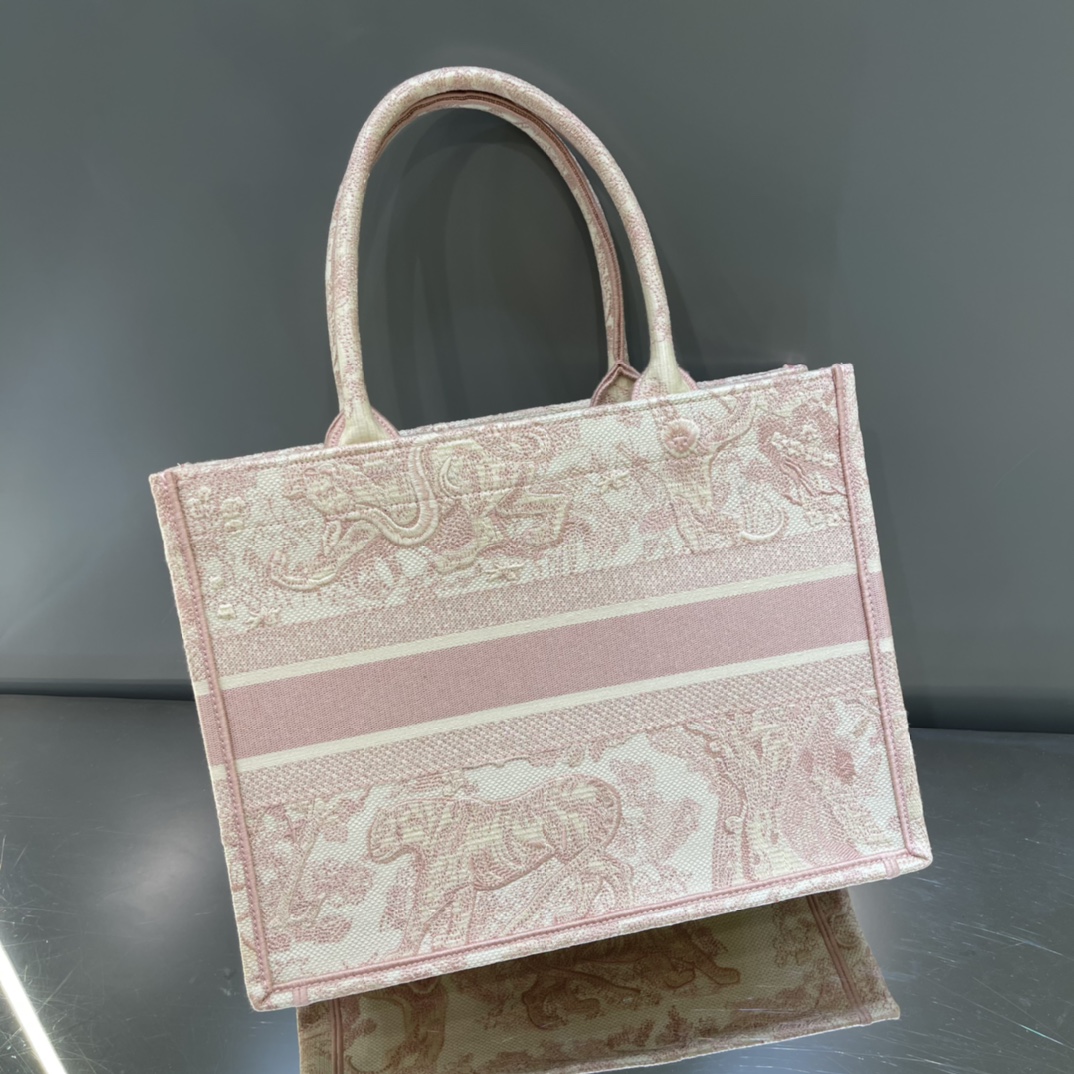Replica Dior Book Tote Medium Pink Toile De Jouy Embroidery M1296Ztdt_M956 - Image 7