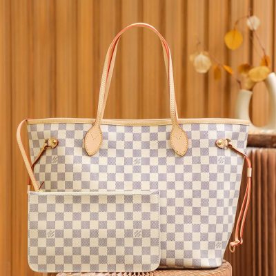 Replica Louis Vuitton Damier Azur Neverfull White Pm/Mm/Gm N41361