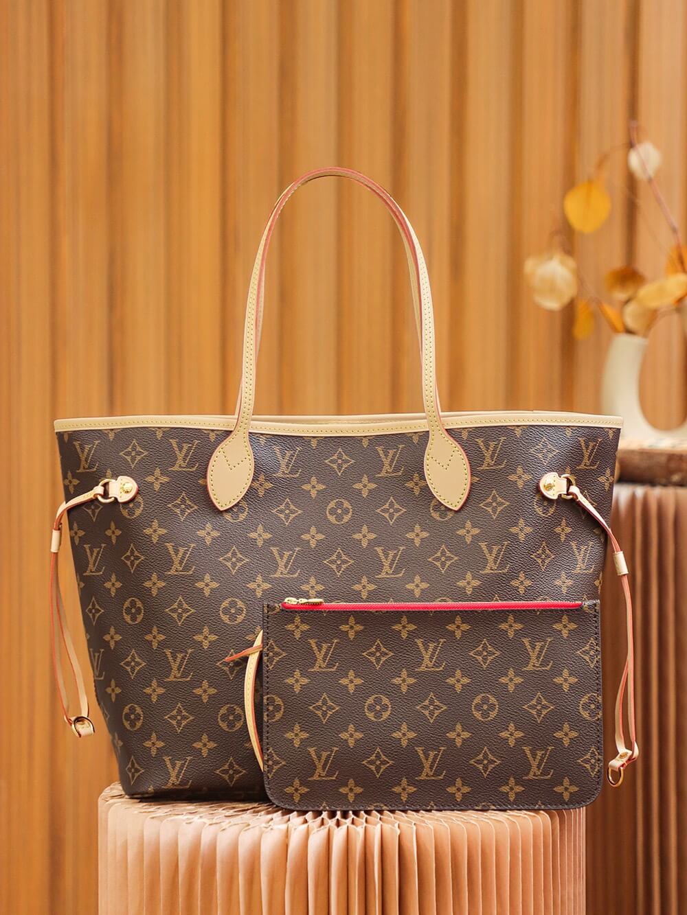 Replica Louis Vuitton Monogram Neverfull Red Pm/Mm/Gm M41177 - Image 4