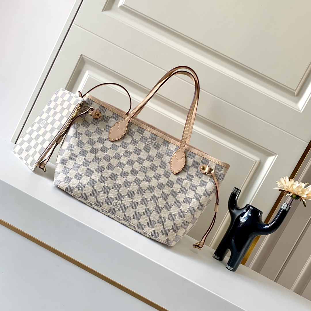 Replica Louis Vuitton Damier Azur Neverfull Pink Pm/Mm/Gm M41603 - Image 6