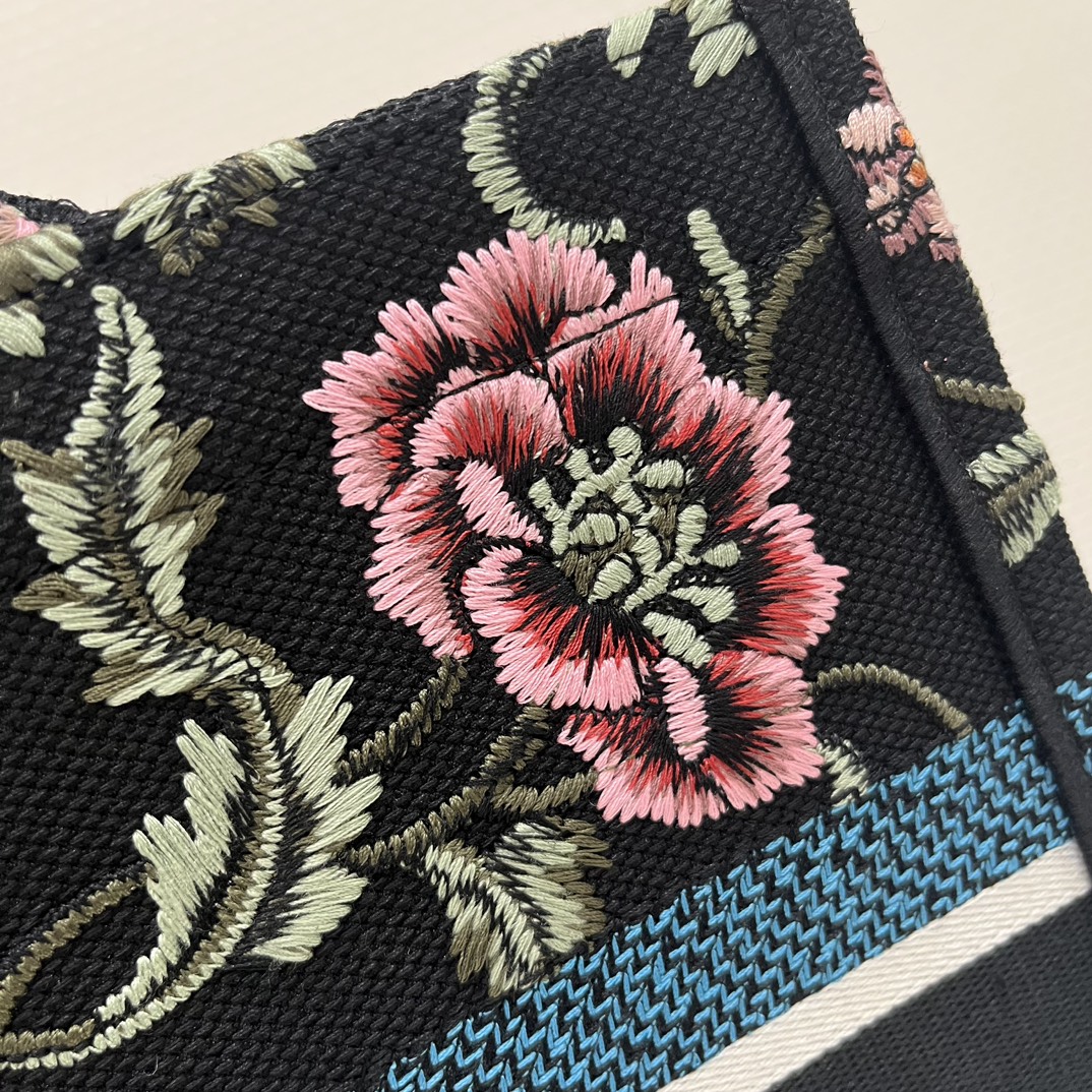 Replica Dior Book Tote Medium Black Multicolor Dior Petites Fleurs Embroidery M1296Zeau_M911 - Image 5