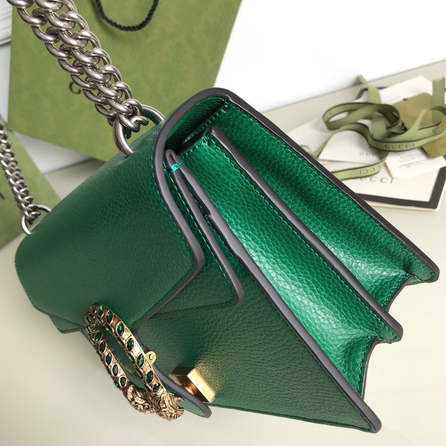 Replica Gucci Dionysus Small Shoulder Bag Forest Green 400249 - Image 8