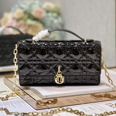 Replica Dior Miss Mini Bag Black Patent Cannage Calfskin