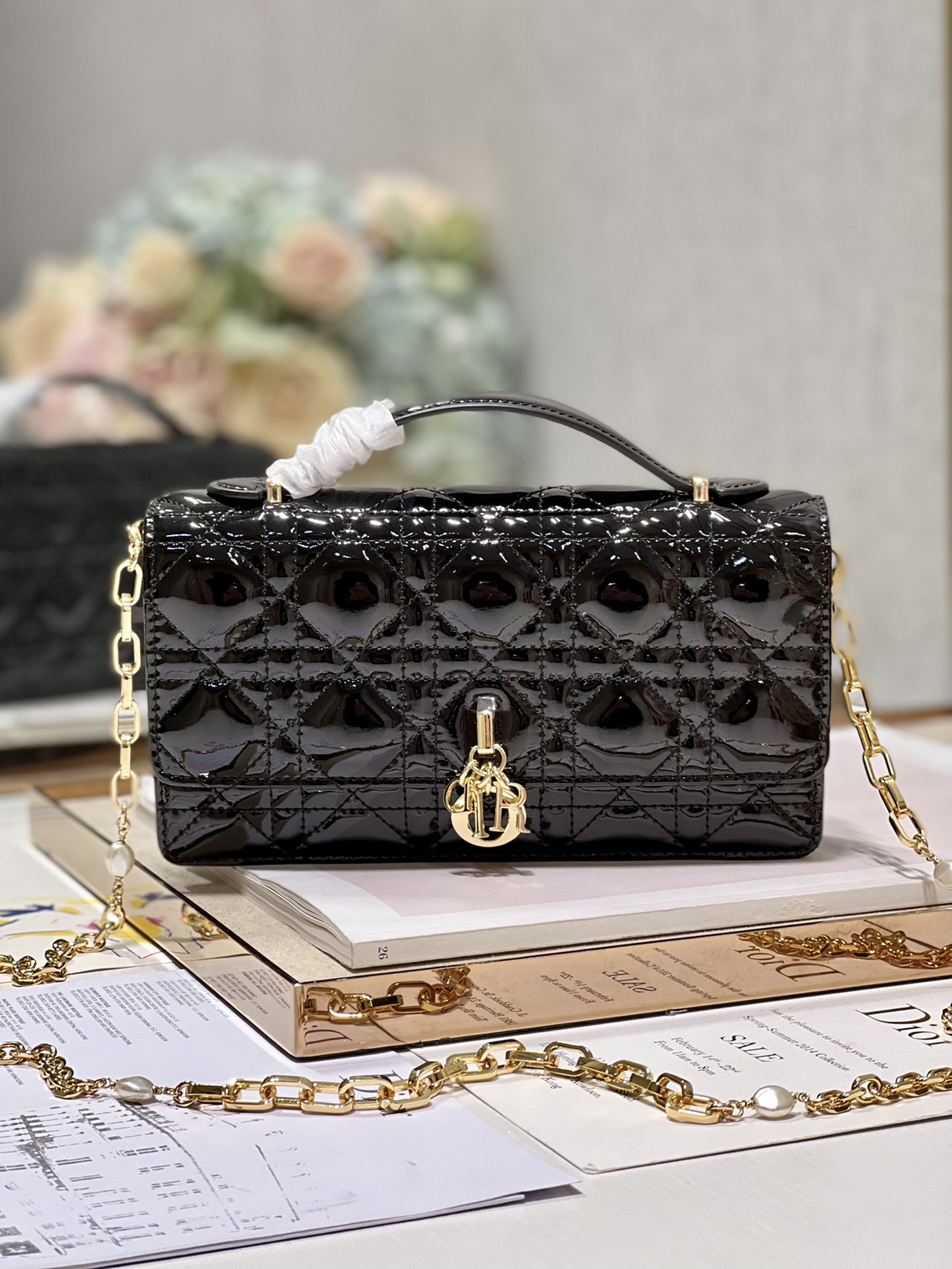 Replica Dior Miss Mini Bag Black Patent Cannage Calfskin