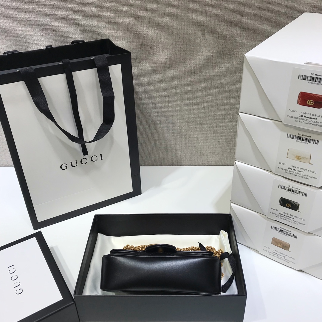 Replica Gucci Gg Marmont Matelasse Super Mini Bag Black 476433 - Image 6