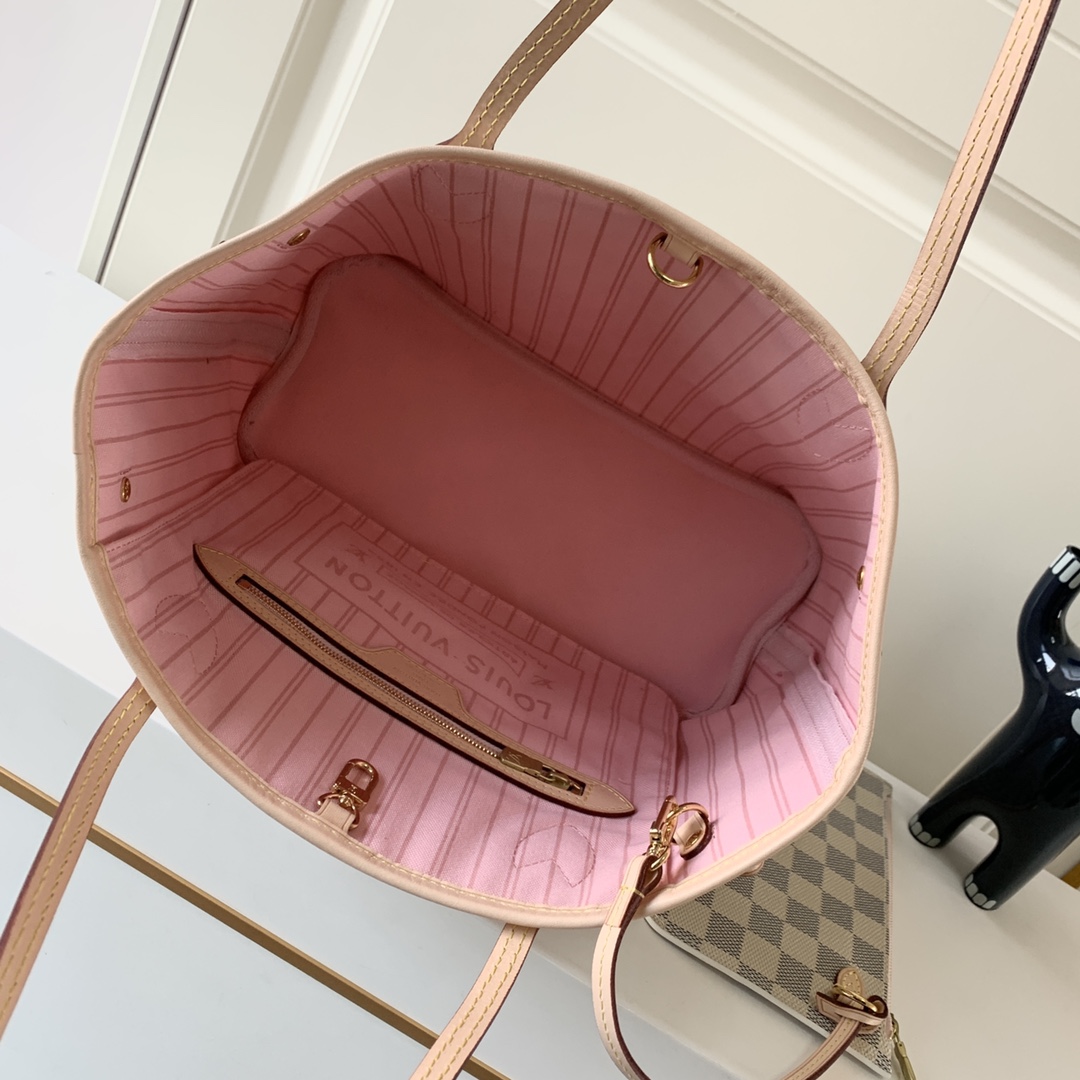 Replica Louis Vuitton Damier Azur Neverfull Pink Pm/Mm/Gm M41603 - Image 2