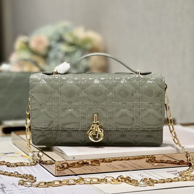 Replica Dior Miss Mini Bag Rock Gray Patent Cannage Calfskin