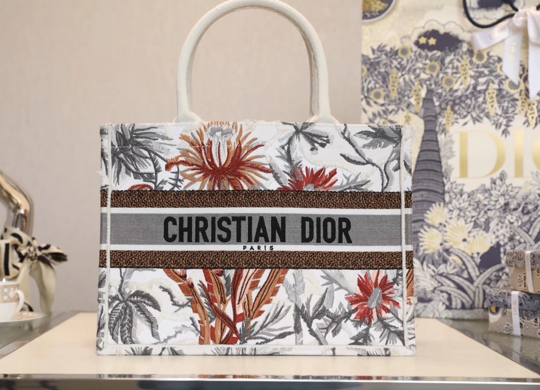 Replica DiorBook Tote White Multicolor Dior Petites Fleurs Embroidery - Image 9