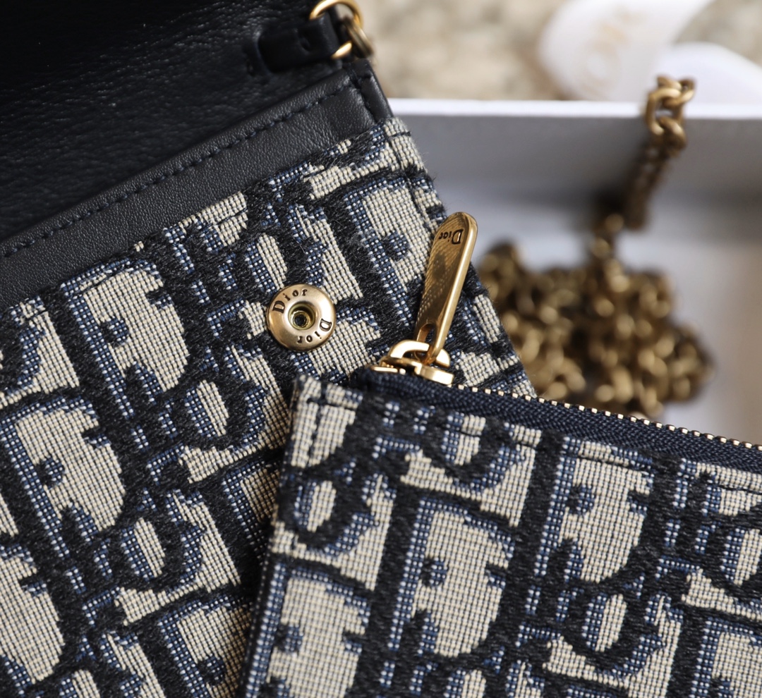 Replica Dior Long Saddle Wallet With Chain Blue Dior Oblique Jacquard S5614Ctzq_M928 - Image 5