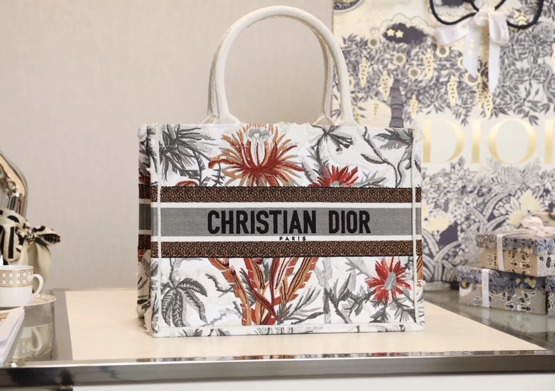 Replica DiorBook Tote White Multicolor Dior Petites Fleurs Embroidery