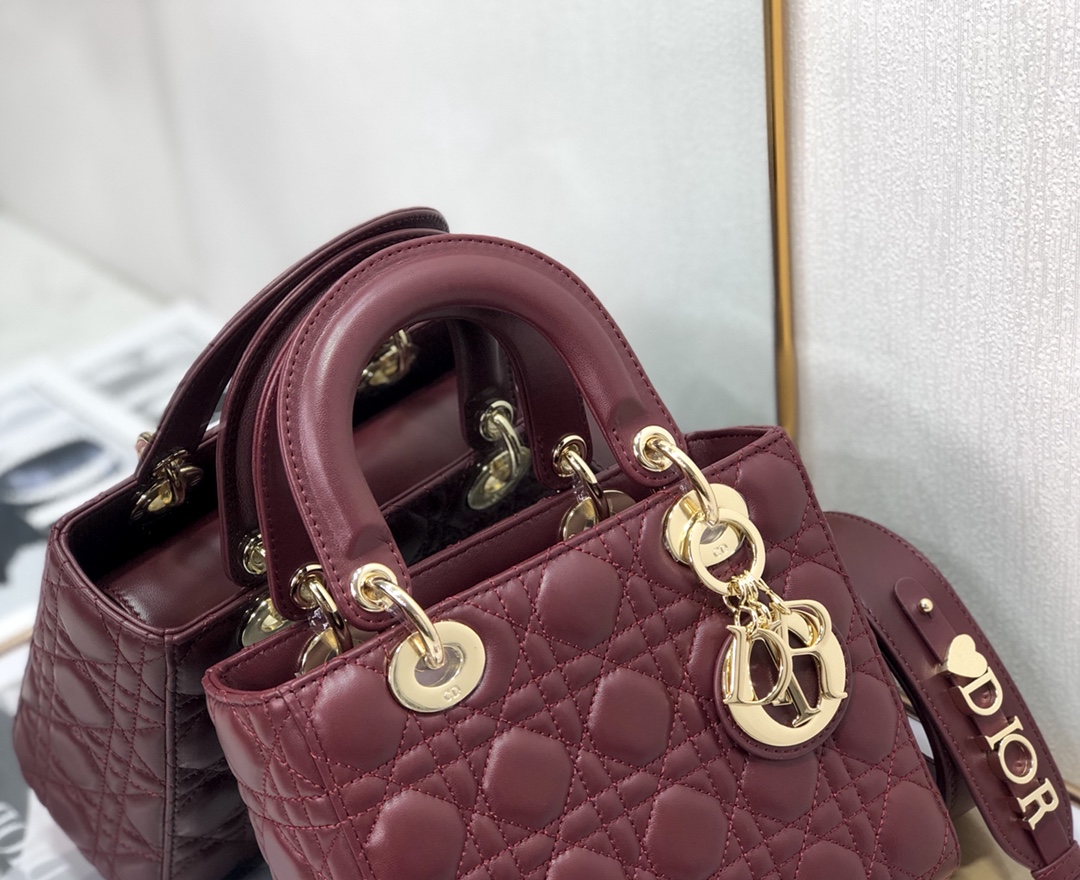 Replica Dior Medium Lady Dior Bag Cherry Red Patent Cannage Calfskin M0565Owcb_M323 - Image 6