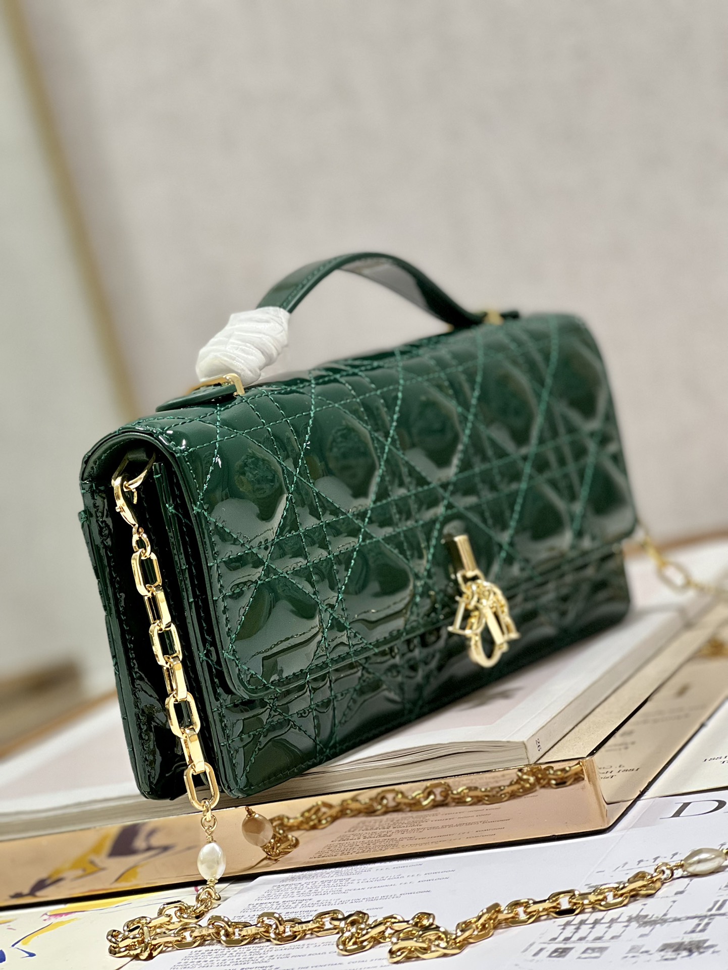 Replica Dior Miss Mini Bag Rose Pine Green Patent Cannage Calfskin - Image 9