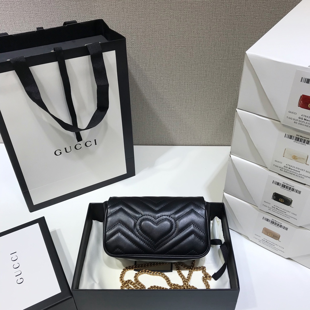 Replica Gucci Gg Marmont Matelasse Super Mini Bag Black 476433 - Image 8