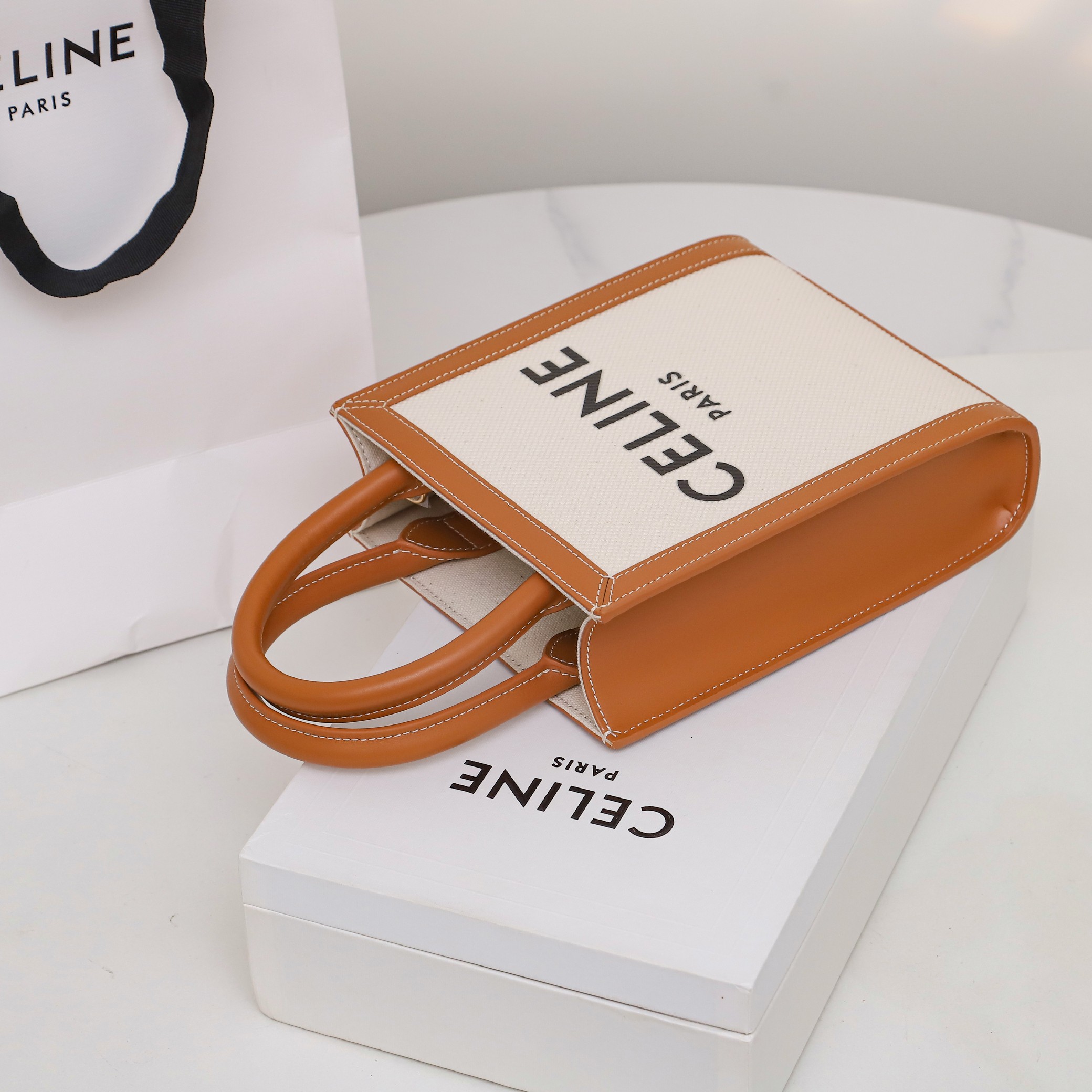 Replica Celine Mini Vertical Cabas Celine In Textile With Celine Print And Calfskin - Image 5
