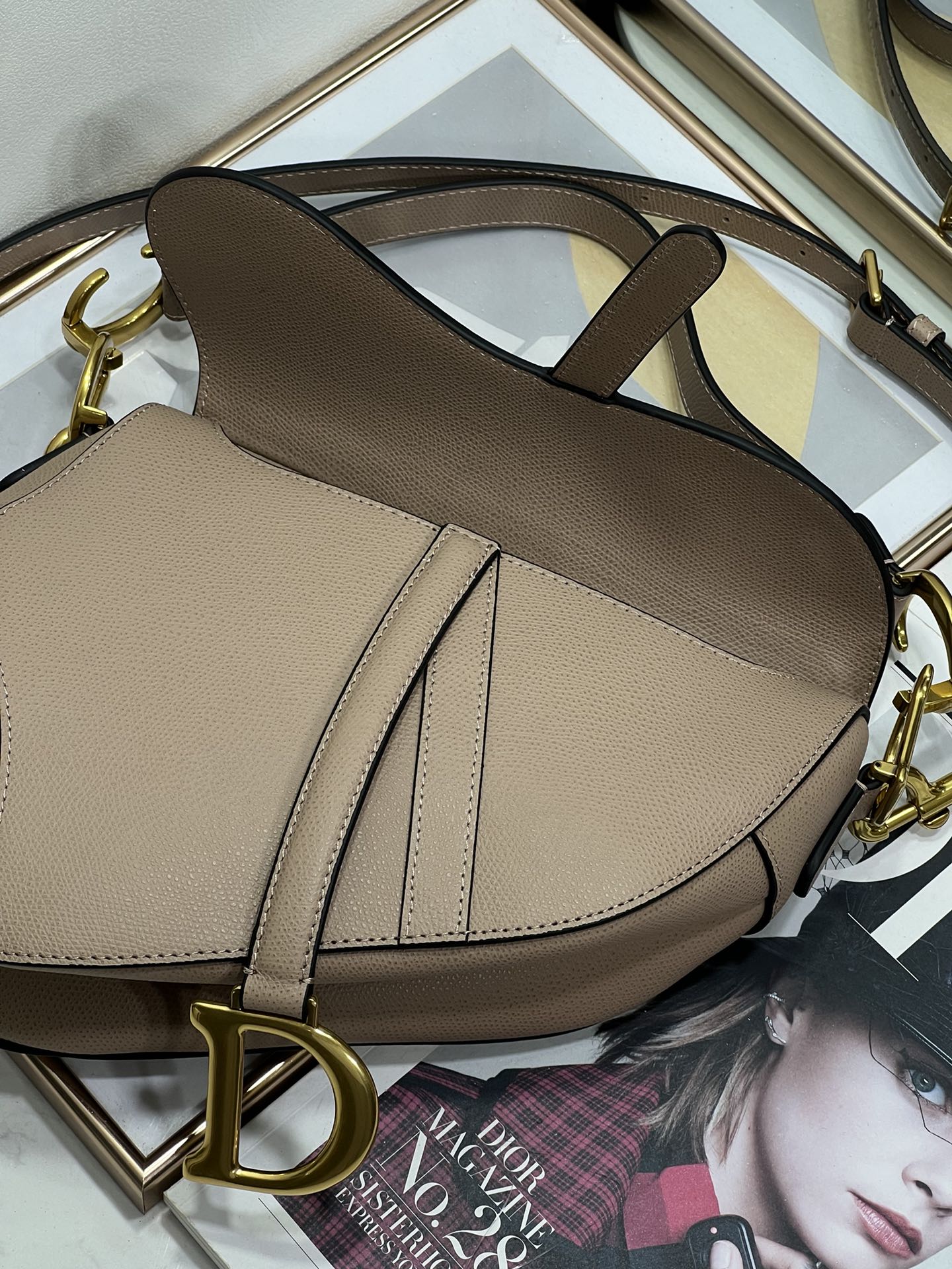 Replica Dior Saddle Bag Sand Pink Grained Calfskin M0455Cbaa_M84P - Image 4