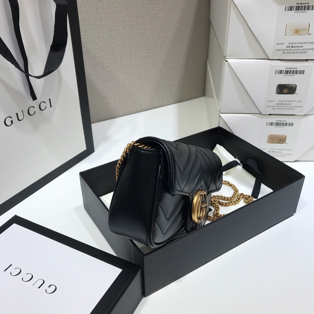 Replica Gucci Gg Marmont Matelasse Super Mini Bag Black 476433 - Image 5