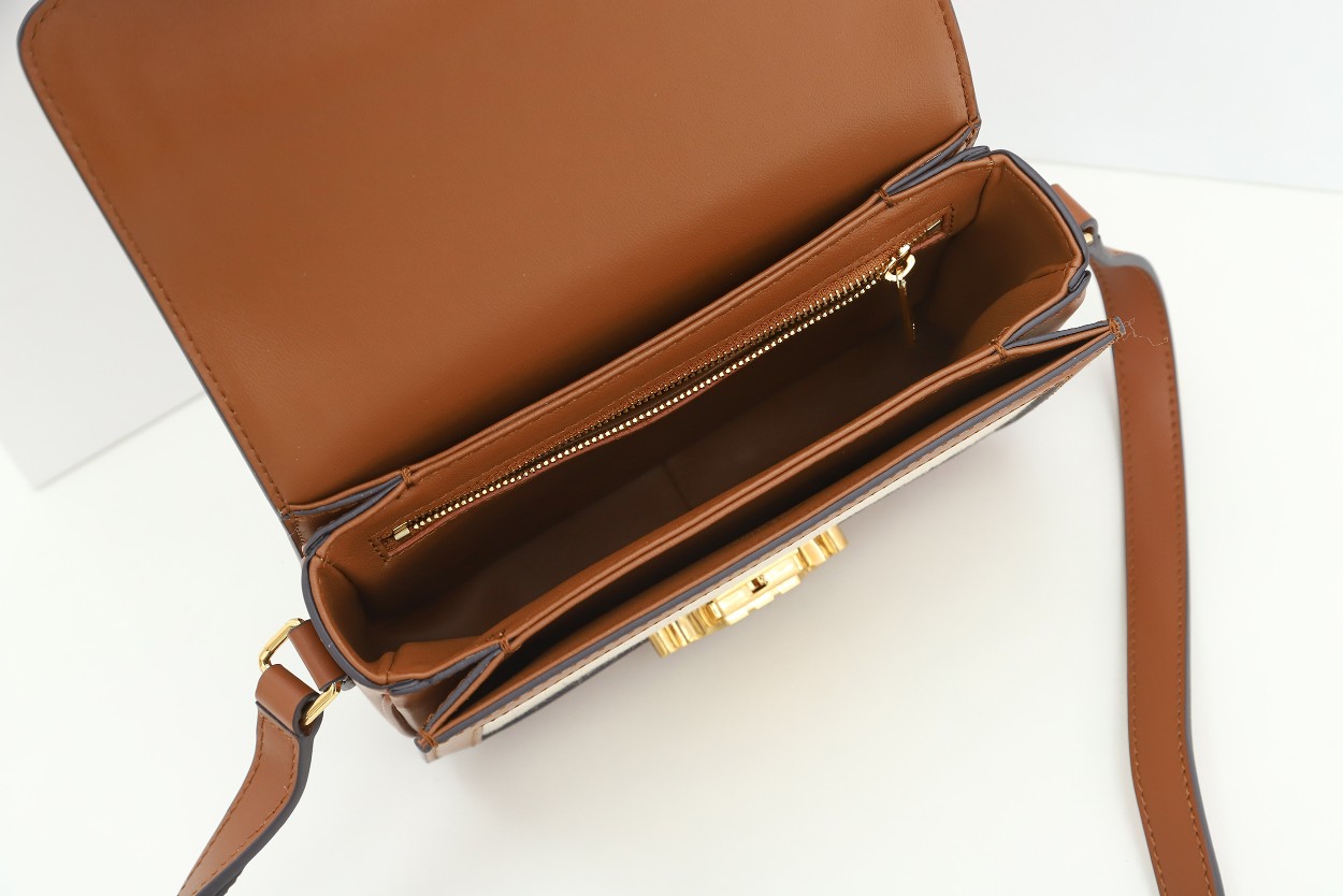 Replica Celine Teen Triomphe Bag In Textile And Calfskin - Image 4