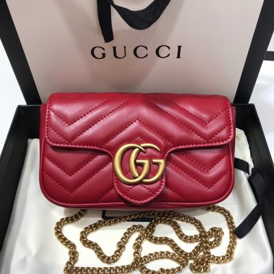 Replica Gucci Gg Marmont Matelasse Super Mini Bag Red 476433