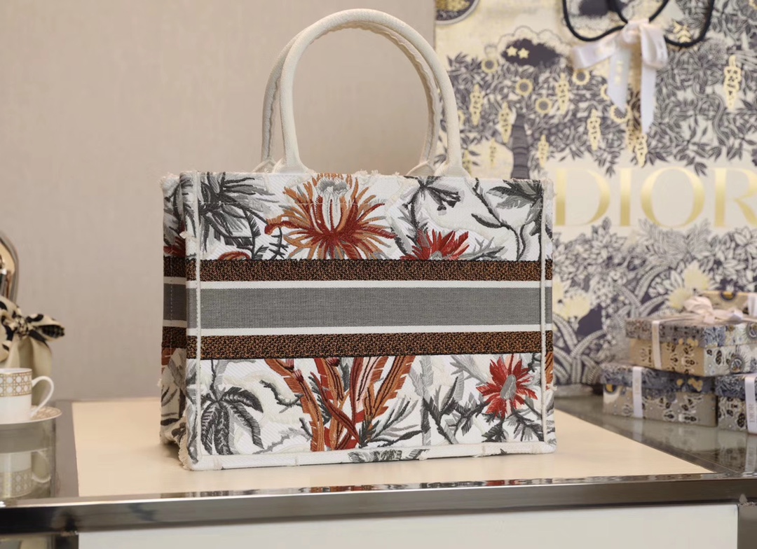 Replica DiorBook Tote White Multicolor Dior Petites Fleurs Embroidery - Image 3