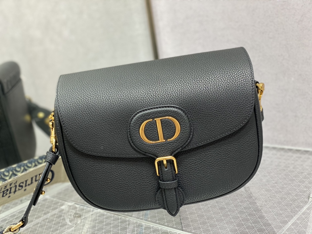 Replica Dior Large Bobby Bag Black Box Calfskin With Blue Dior Oblique Embroidered Strap M9320Umob_M911 - Image 7