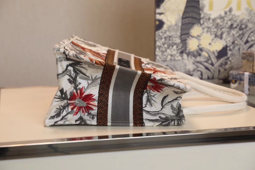 Replica DiorBook Tote White Multicolor Dior Petites Fleurs Embroidery - Image 2