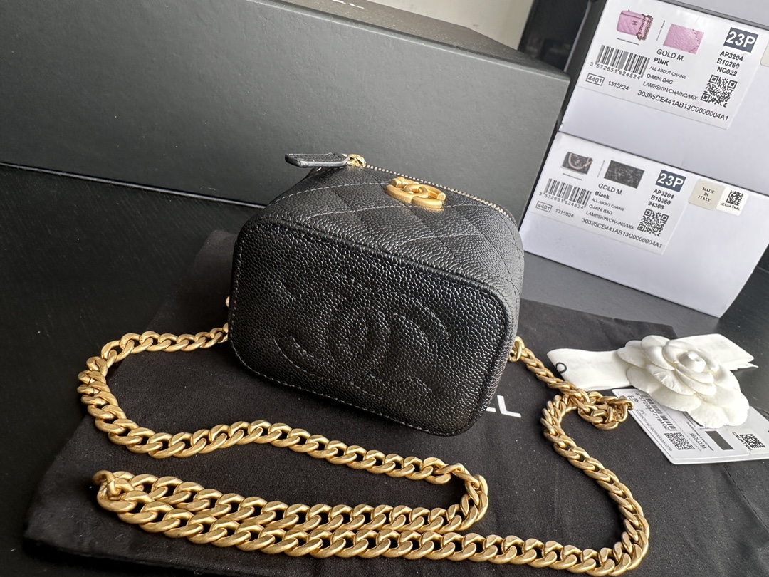 Replica Chanel Clutch With Chain Grained Calfskin & Gold-Tone Metal Black Ap3203 - Image 8