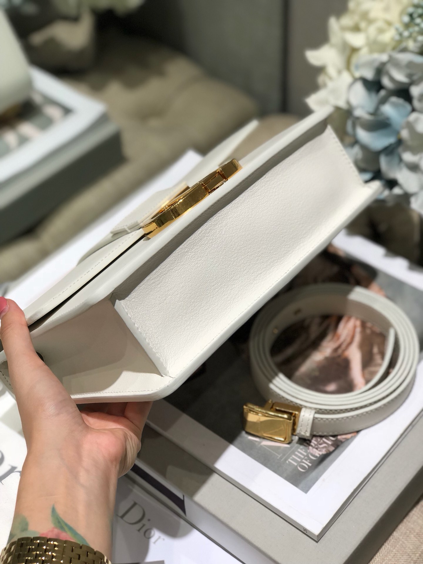 Replica Dior30 Montaigne Bag Latte Box Calfskin - Image 6