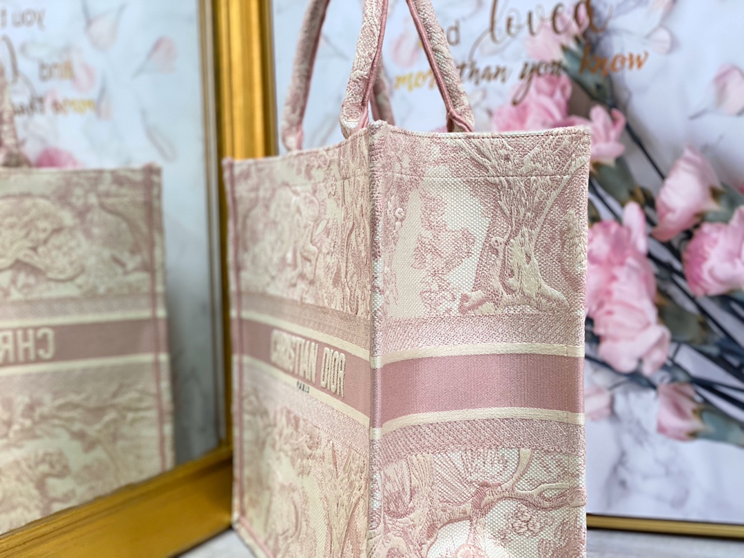 Replica Dior Book Tote Medium Pink Toile De Jouy Embroidery M1286Ztdt_M956 - Image 5