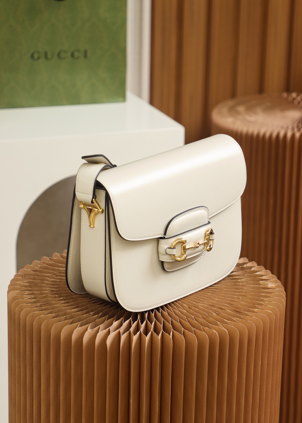 Replica Gucci Horsebit 1955 Shoulder Bag 602204 White Leather - Image 6
