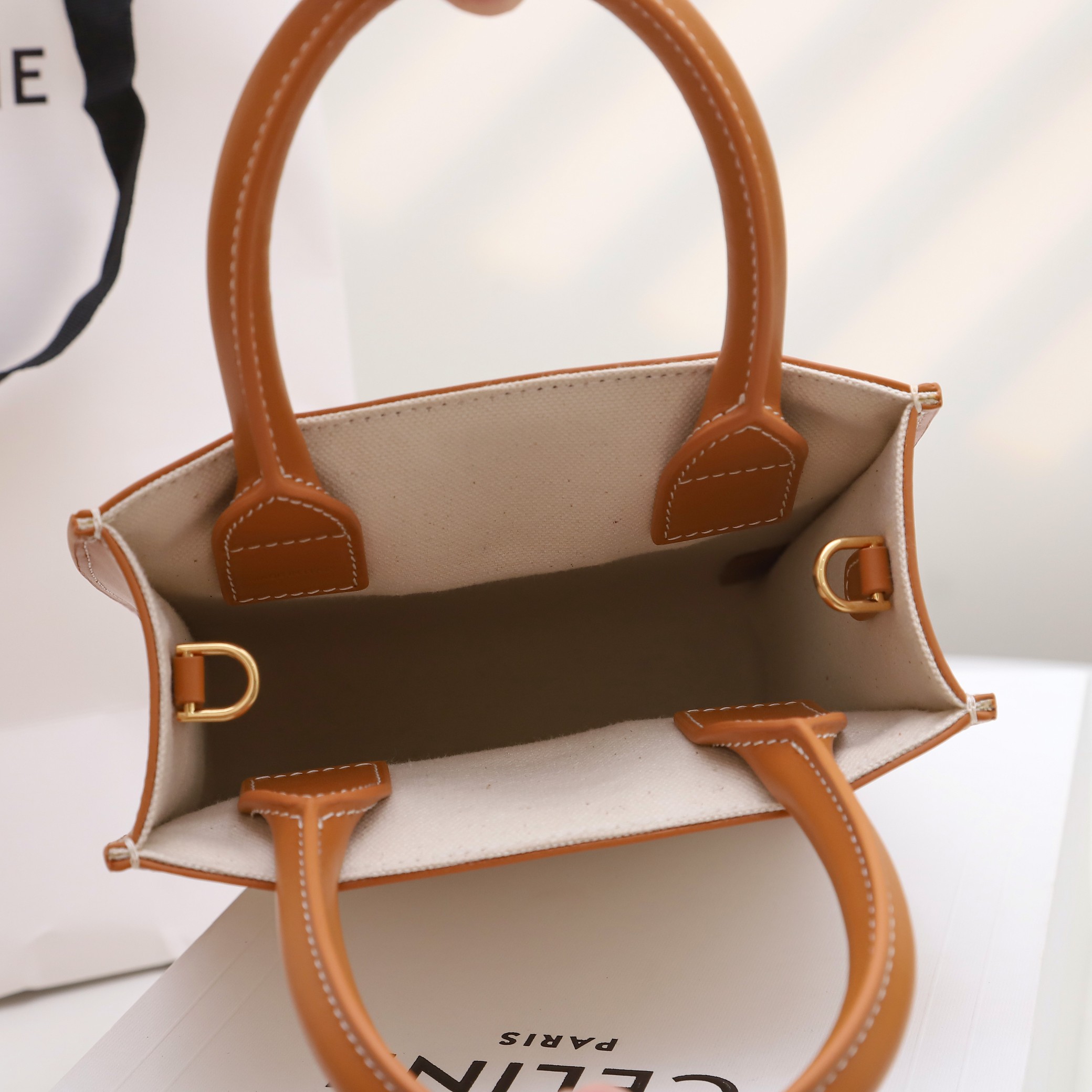 Replica Celine Mini Vertical Cabas Celine In Textile With Celine Print And Calfskin - Image 2