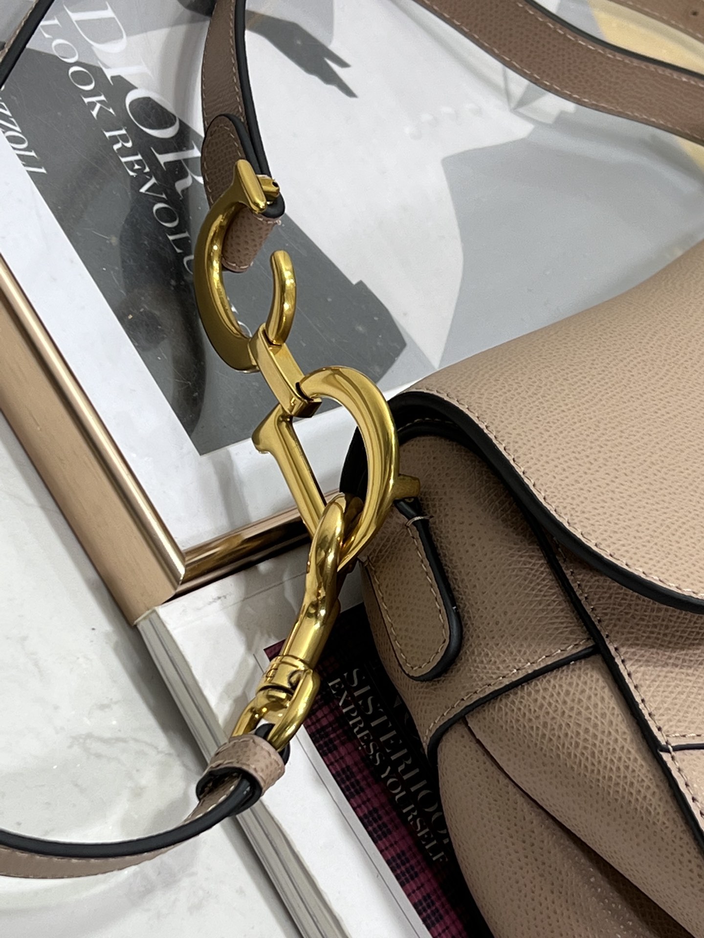 Replica Dior Saddle Bag Sand Pink Grained Calfskin M0455Cbaa_M84P - Image 2