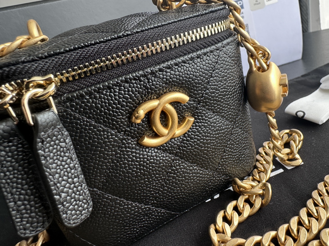 Replica Chanel Clutch With Chain Grained Calfskin & Gold-Tone Metal Black Ap3203 - Image 5