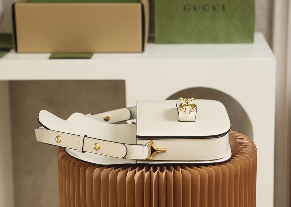 Replica Gucci Horsebit 1955 Shoulder Bag 602204 White Leather - Image 3