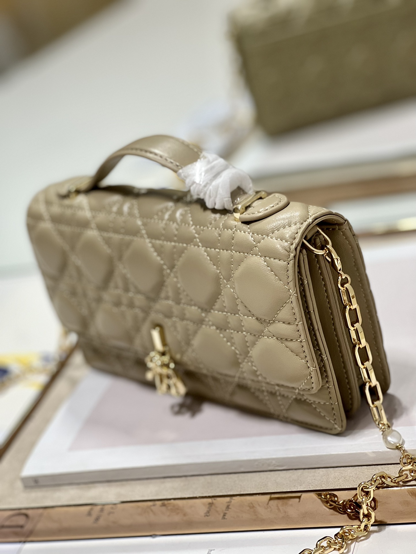 Replica Dior Miss Mini Bag Apricot Cannage Lambskin - Image 7